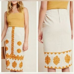 NWT Anthropologie Verona Embroidered Pencil Skirt Size 6